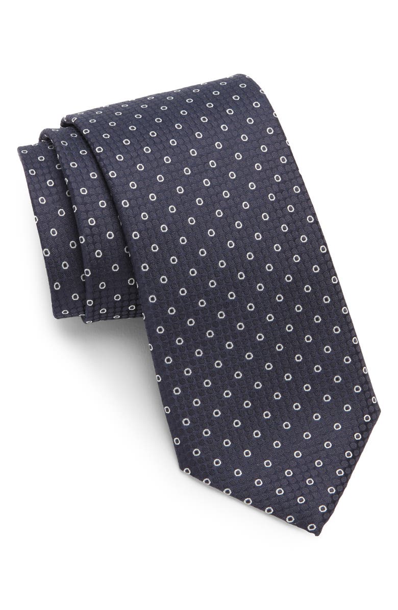 Canali Geometric Silk Tie, Main, color, Navy
