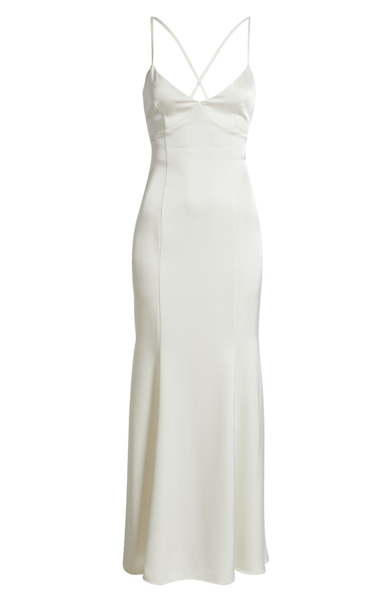 BP. Tie Back Satin Gown, Alternate, color, Ivory