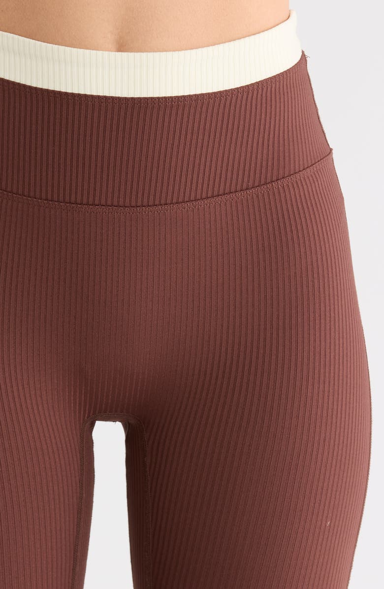 Year of Ours Ribbed Layered Leggings, Alternate, color, Chocolate/ Shell