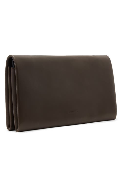 Allsaints Harluna Leather Clutch Bag In Brown