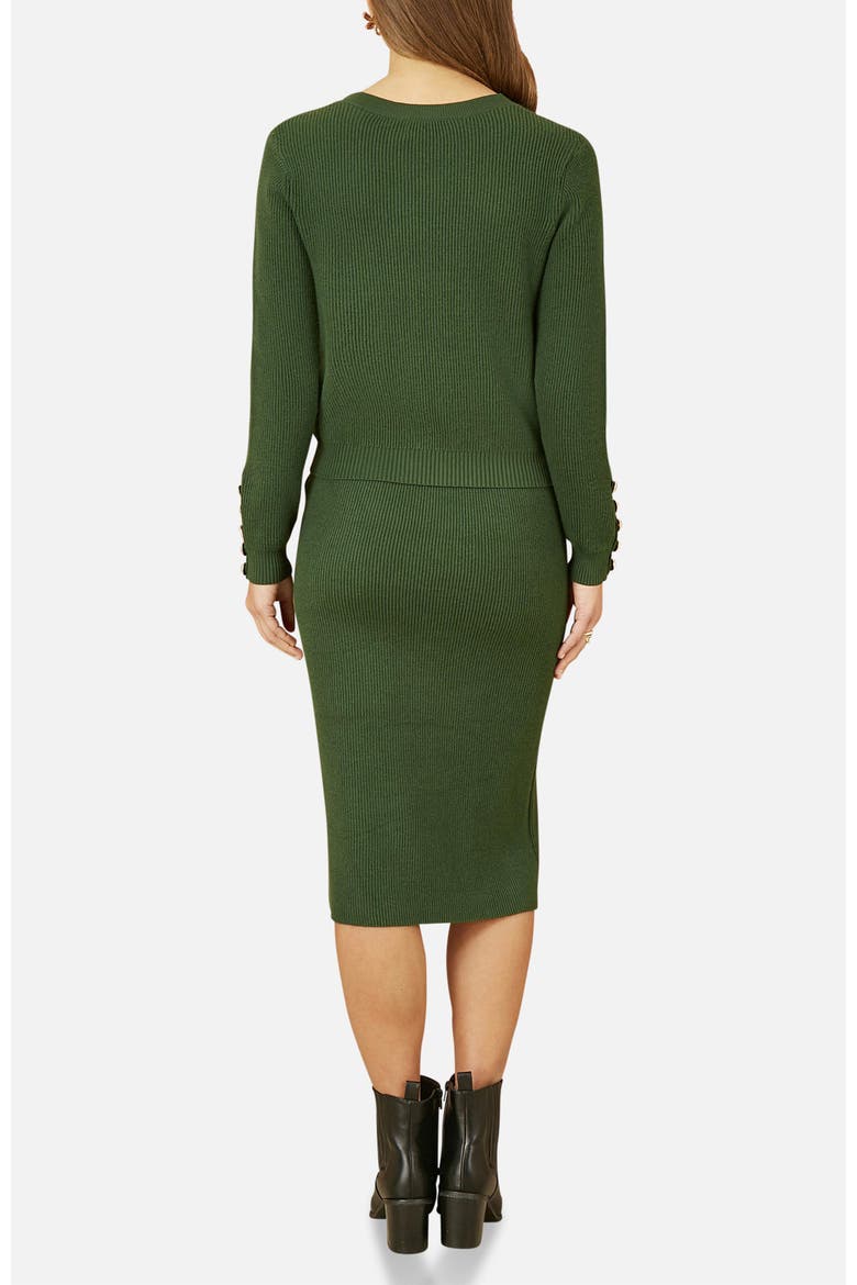 Rib Knitted Midi Column Skirt, Alternate, color, Green