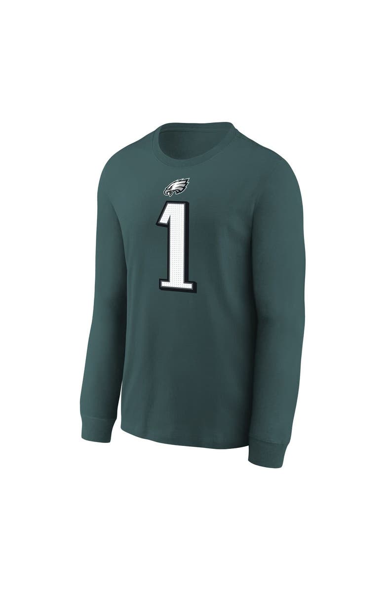 Nike Youth Nike Jalen Hurts Midnight Green Philadelphia Eagles Player Name & Number Long Sleeve T-Shirt, Alternate, color, Green