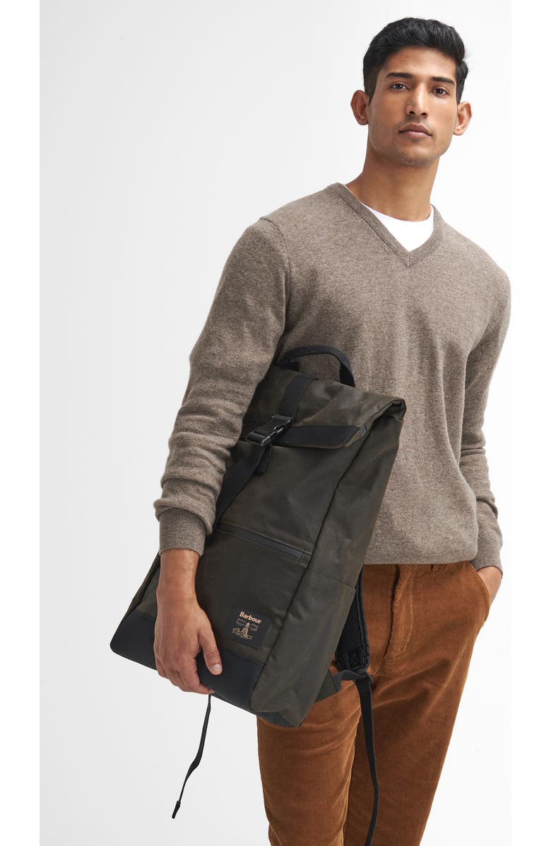 Barbour Field Waxed Cotton Backpack, Alternate, color,