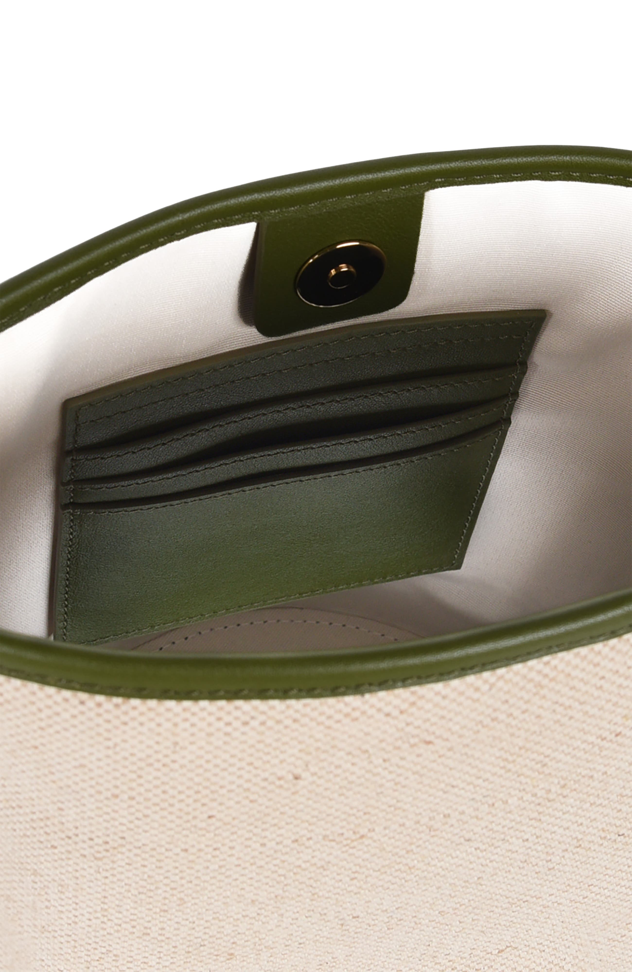 HYER GOODS Canvas and Upcycled Leather Convertible Mini Bucket Bag, Alternate, color, 