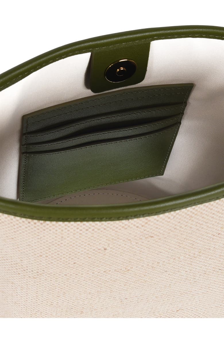 HYER GOODS Canvas and Upcycled Leather Convertible Mini Bucket Bag, Alternate, color,