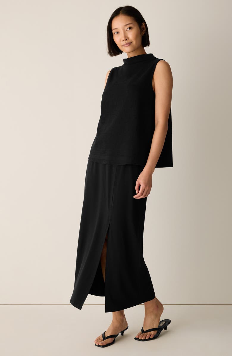 Eileen Fisher Funnel Neck Sleeveless Top, Alternate, color, Black