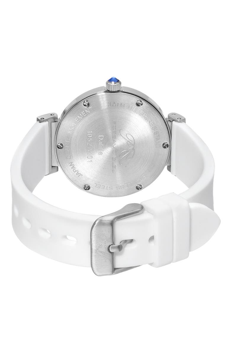 PORSAMO BLEU Women's Dahlia Silicone Strap Watch, 34mm, Alternate, color, Silver-White