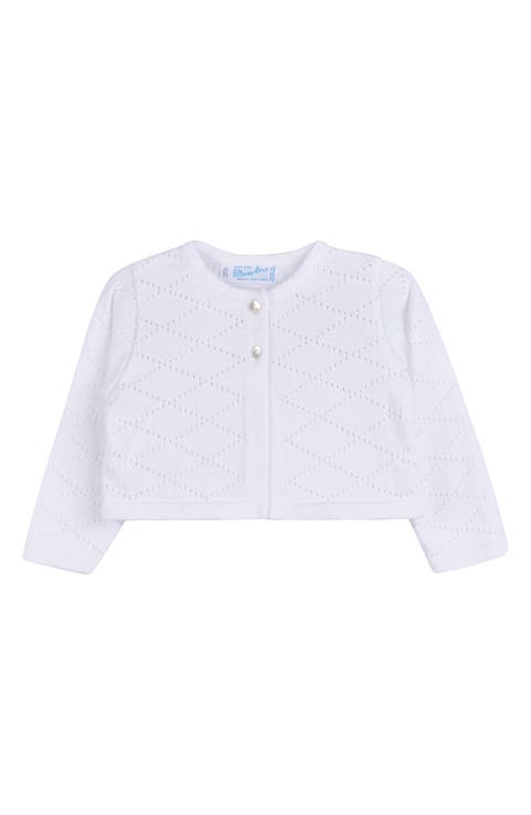 Cotton Pointelle Crop Cardigan (Baby)