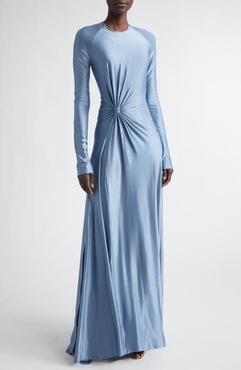Twist Waist Long Sleeve Jersey Gown