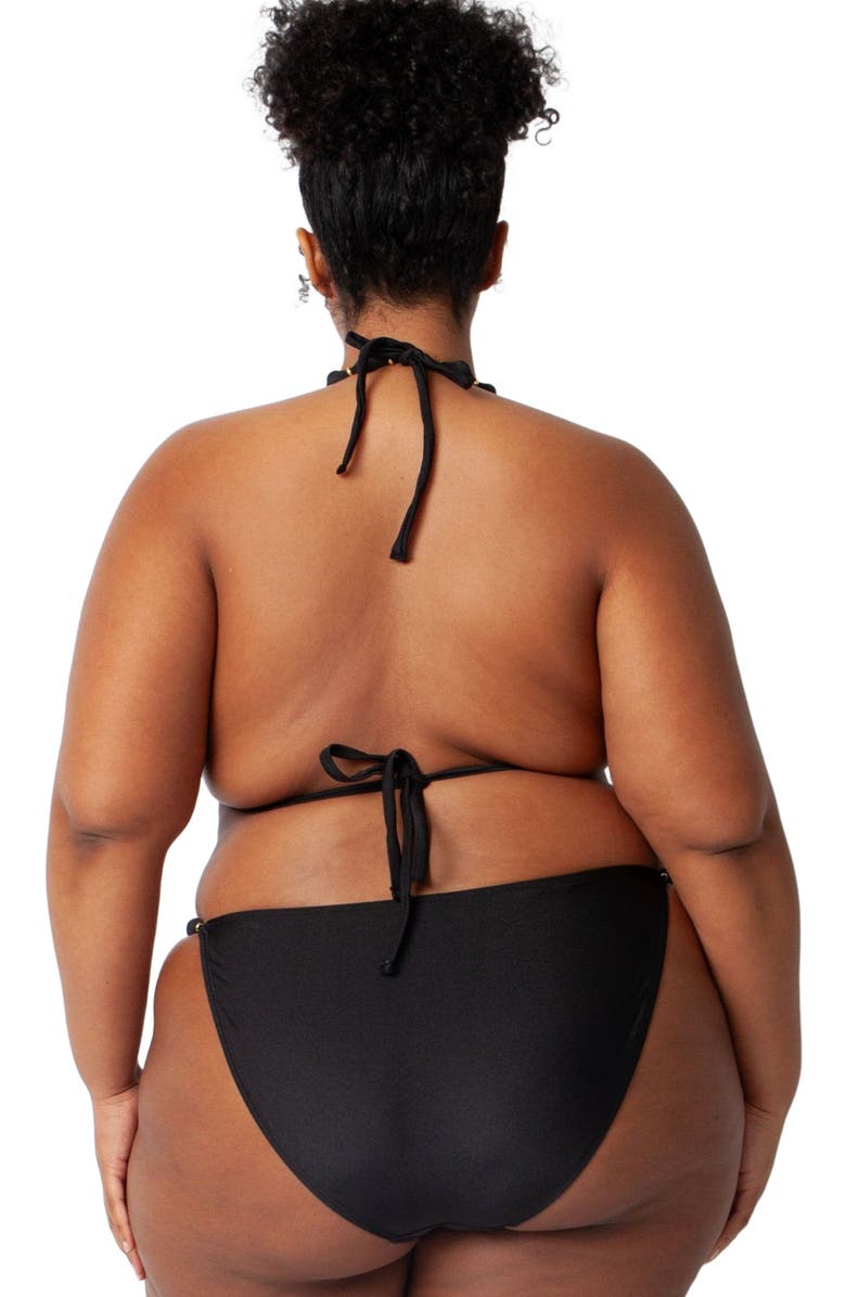 Villa Fresca Sole Beaded Bikini Swimsuit Top, Alternate, color, Black