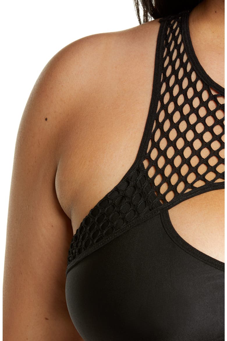 Mesh & Strap Detail Bra & Briefs Set, Alternate, color, BLACK