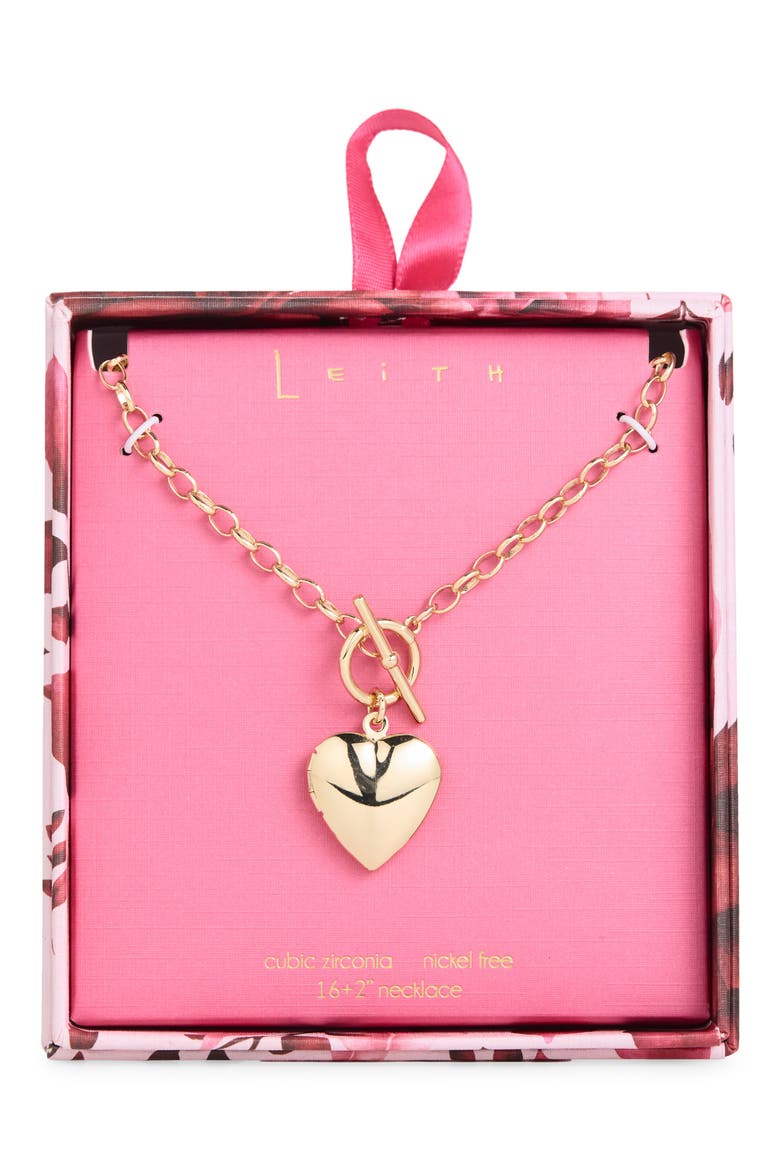 Heart Toggle Necklace, Main, color, GOLD