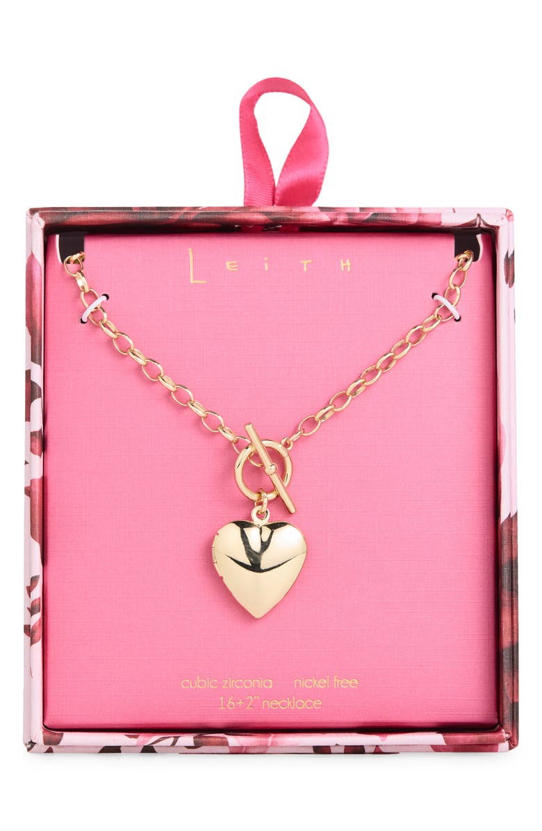 Leith Heart Toggle Necklace, Main, color, Gold