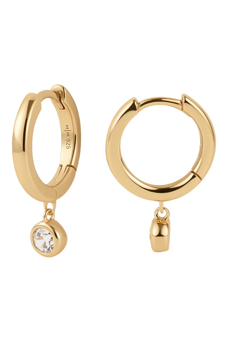 Poppy Cubic Zirconia Drop Hoop Earrings, Main, color, GOLD VERMEIL