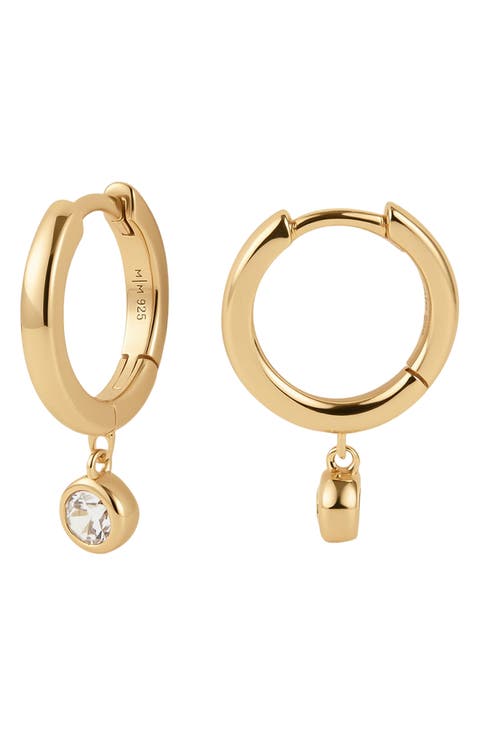 Poppy Cubic Zirconia Drop Hoop Earrings
