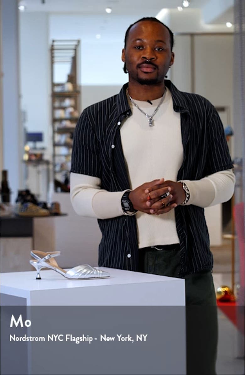 Quinelle Ankle Strap Pointed Toe Kitten Heel Pump, sales video thumbnail