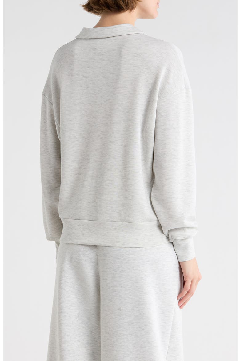 Noble Sandwashed Scuba Knit Polo Sweatshirt, Alternate, color, HEATHER LIGHT GREY