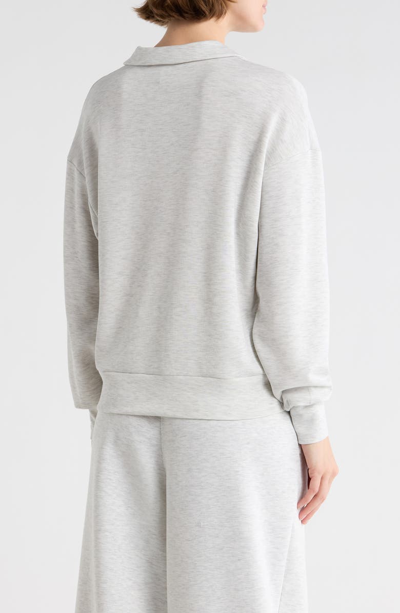 YOGALICIOUS Noble Sandwashed Scuba Knit Polo Sweatshirt, Alternate, color, Heather Light Grey