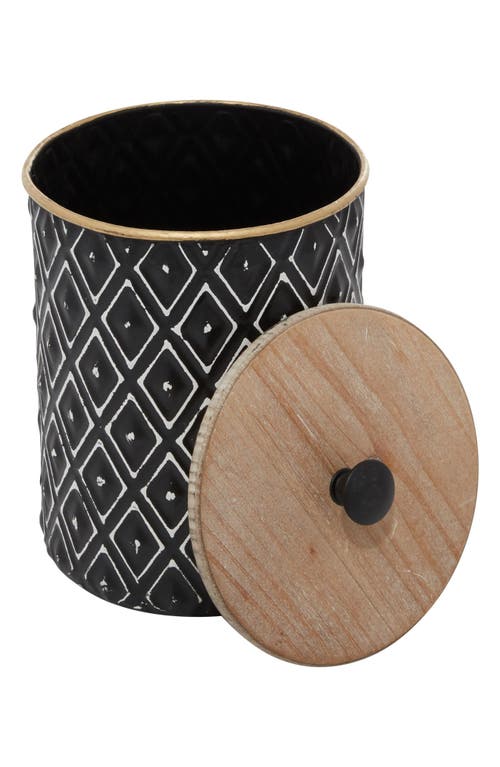 Uma Farmhouse Set Of 2 Metal Canisters In Black