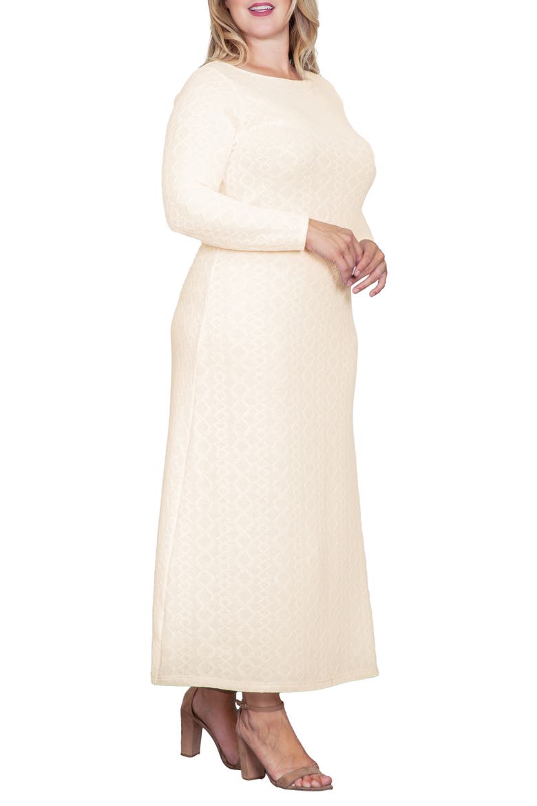 Geo Jacquard Long Sleeve Maxi Dress, Alternate, color, IVORY