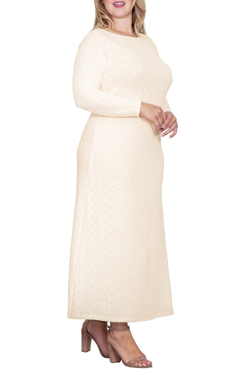Standards & Practices Geo Jacquard Long Sleeve Maxi Dress, Alternate, color, Ivory