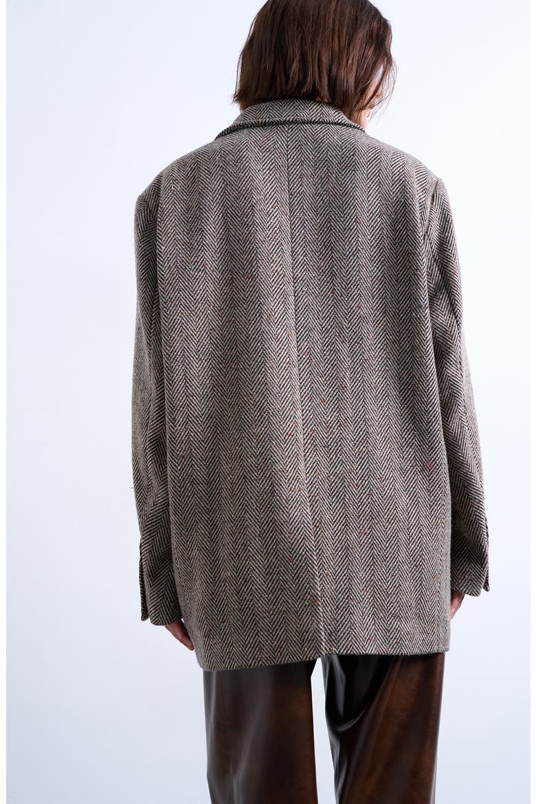 Oversize Herringbone Twill Double Breasted Blazer, Alternate, color, BLACK MULTI