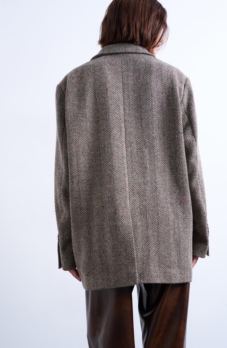 Topshop Oversize Herringbone Twill Double Breasted Blazer, Alternate, color,