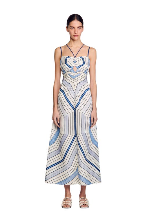 Sandro Spiral Motif Maxi Dress In Multi