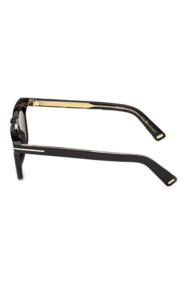 48mm Square Sunglasses, Alternate, color, SHINY BLACK / GREEN LENS