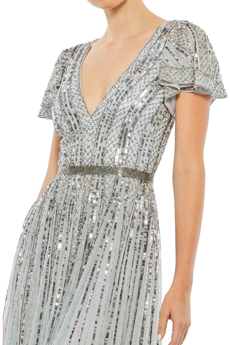 Stripe Sequin Embellished Evening Gown, Alternate, color, SLATE BLUE