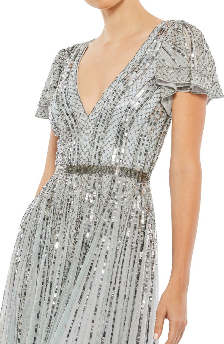 Mac Duggal Stripe Sequin Embellished Evening Gown, Alternate, color, 