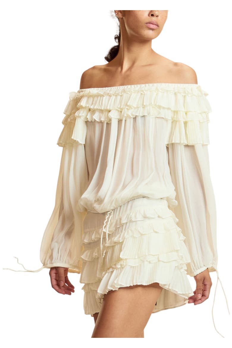 Off Shoulder Ruffle Blouse, Alternate, color, Off White