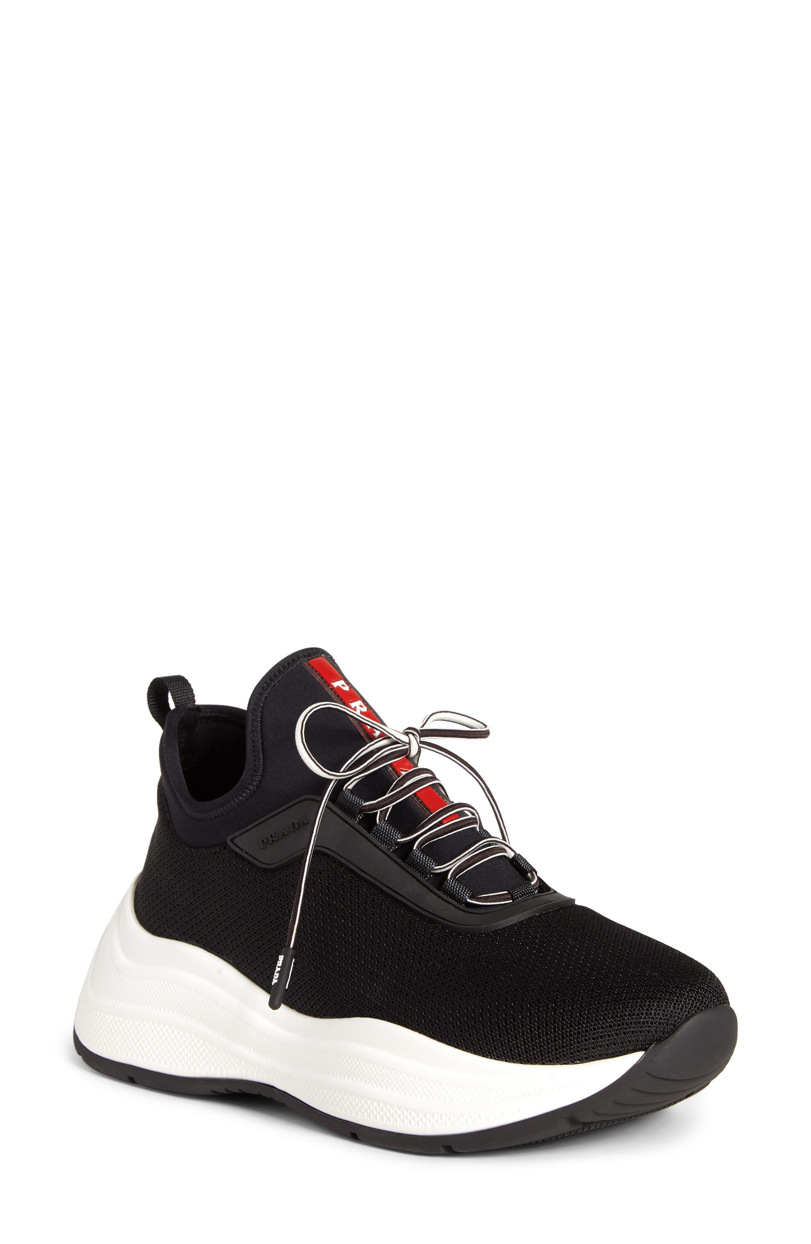 Prada Platform Lace-Up Sneaker, Main, color, 