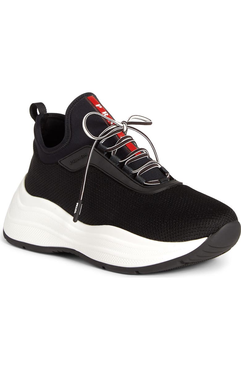 Prada Platform Lace-Up Sneaker, Main, color,
