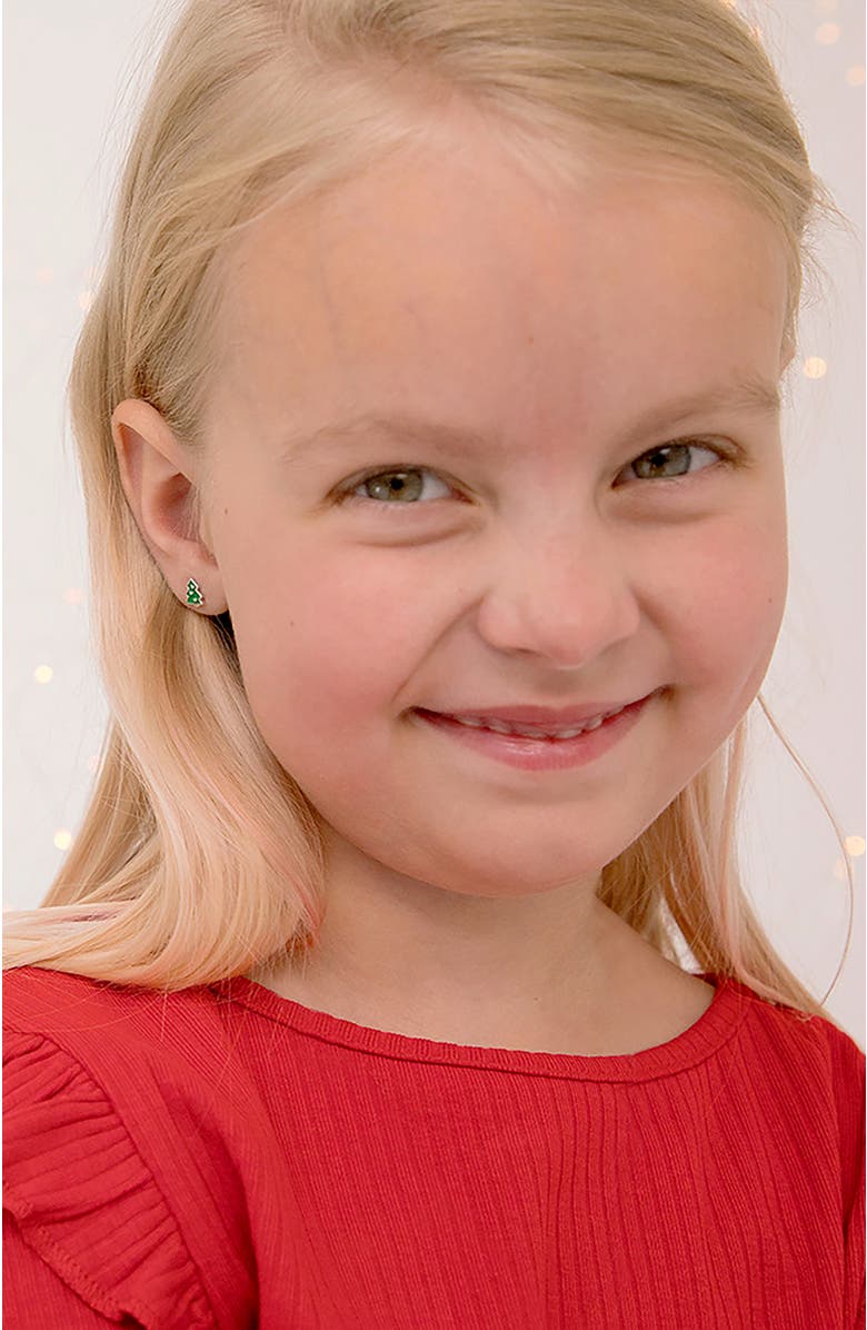 In Season Jewelry Festive Christmas Tree Earrings, Alternate, color, Green