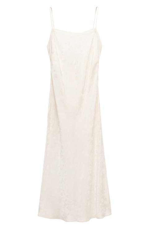 Silk Detail Jacquard Midi Dress