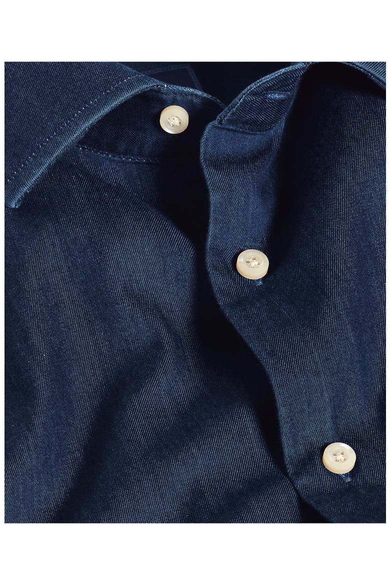 Trim Fit Cotton Denim Dress Shirt, Alternate, color, DENIM