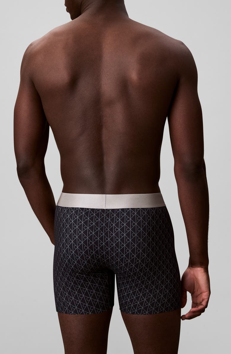 Calvin Klein Brushed Microfiber Jersey Boxer Briefs, Alternate, color, Black/ Ashford Gray