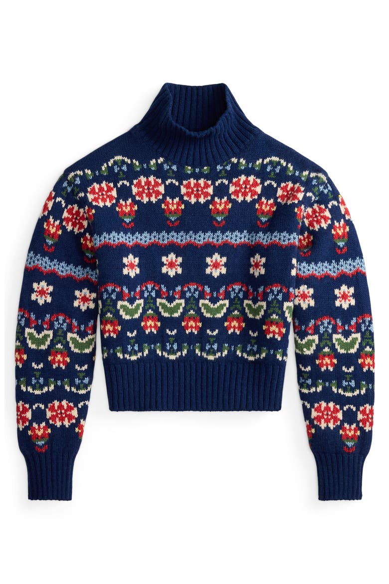Fair Isle Mock Neck Sweater, Alternate, color, BLUE MU