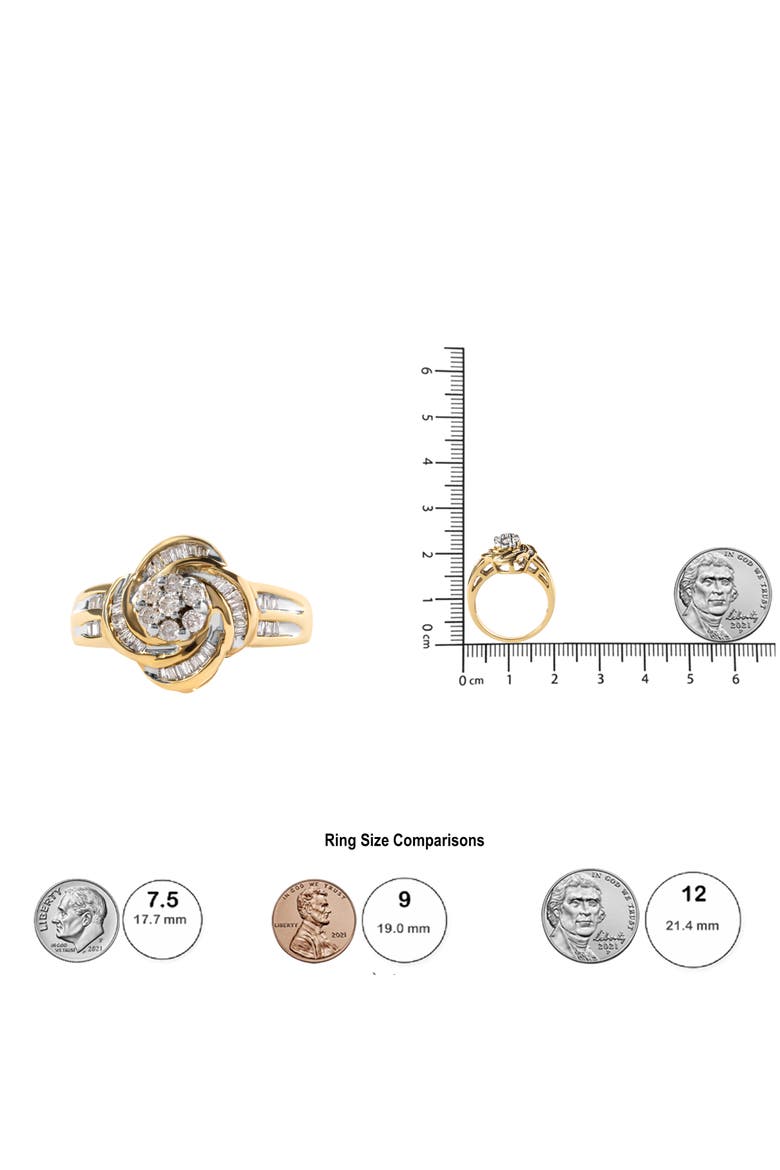 10K Yellow Gold 1/2 Cttw Diamond Flower Swirl Cocktail Ring, Alternate, color, Yellow