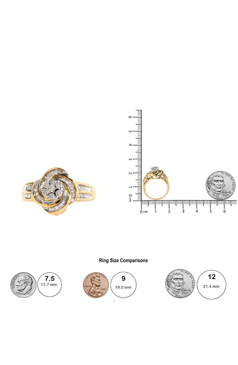 Haus of Brilliance 10K Yellow Gold 1/2 Cttw Diamond Flower Swirl Cocktail Ring, Alternate, color, Yellow
