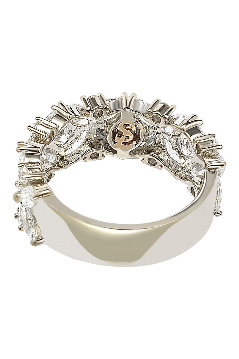 Multicut Cubic Zirconia Floral Eternity Ring, Alternate, color, WHITE