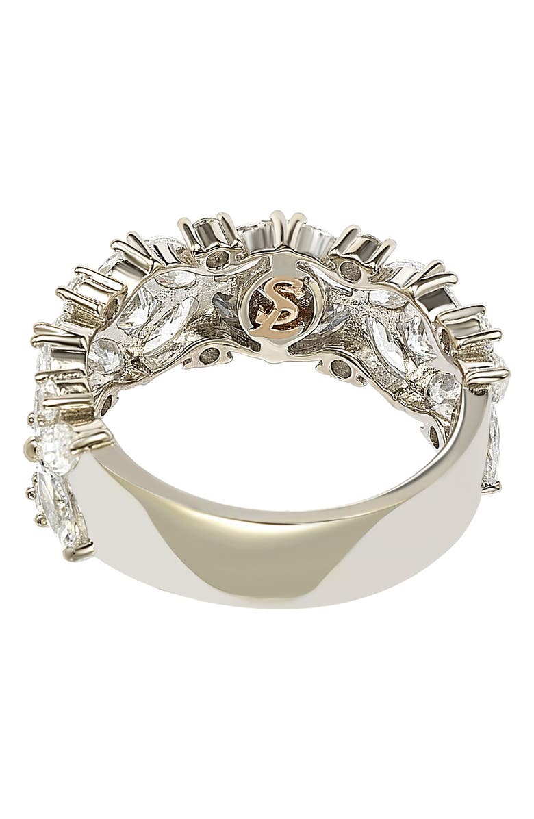 SUZY LEVIAN Multicut Cubic Zirconia Floral Eternity Ring, Alternate, color, White