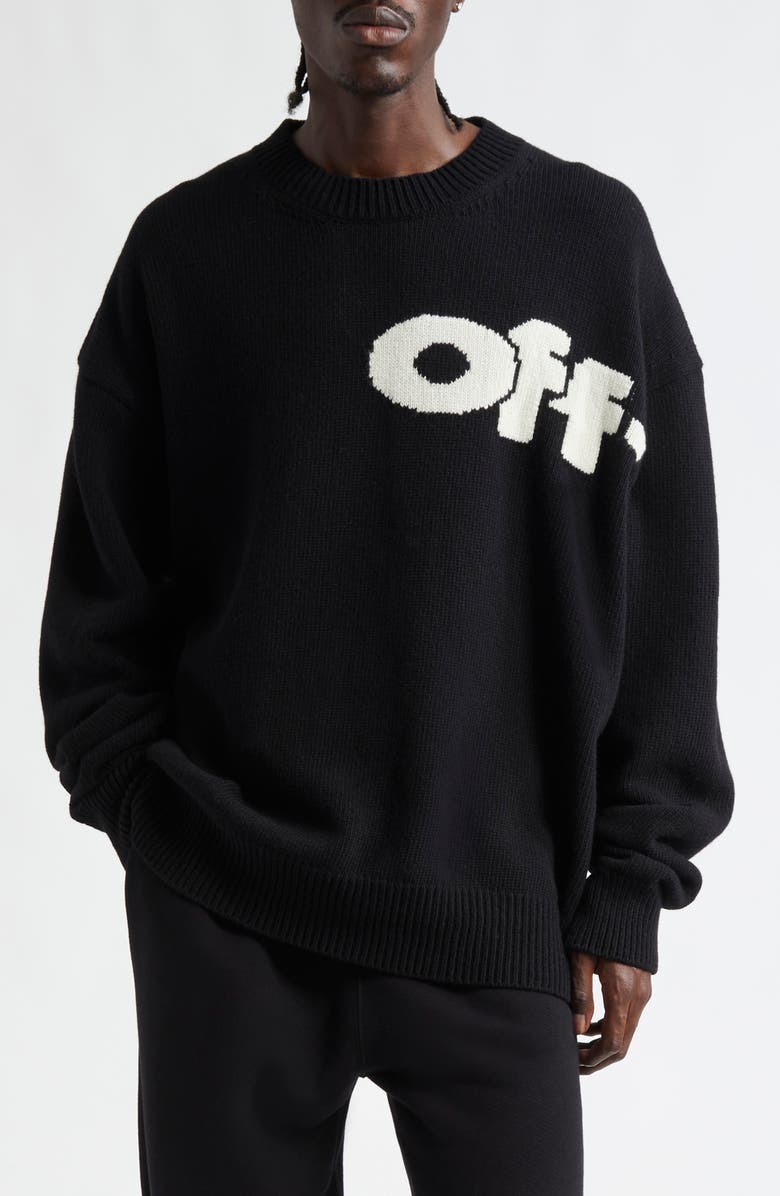 Off-White Shared Logo Intarsia Wool Blend Crewneck Sweater, Main, color, 