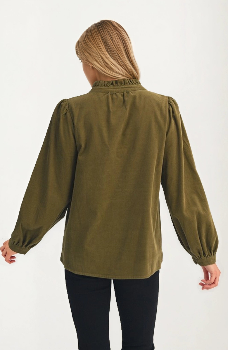 Knit and Lounge Embroidered Floral Button Front Long Sleeve Blouse, Alternate, color,