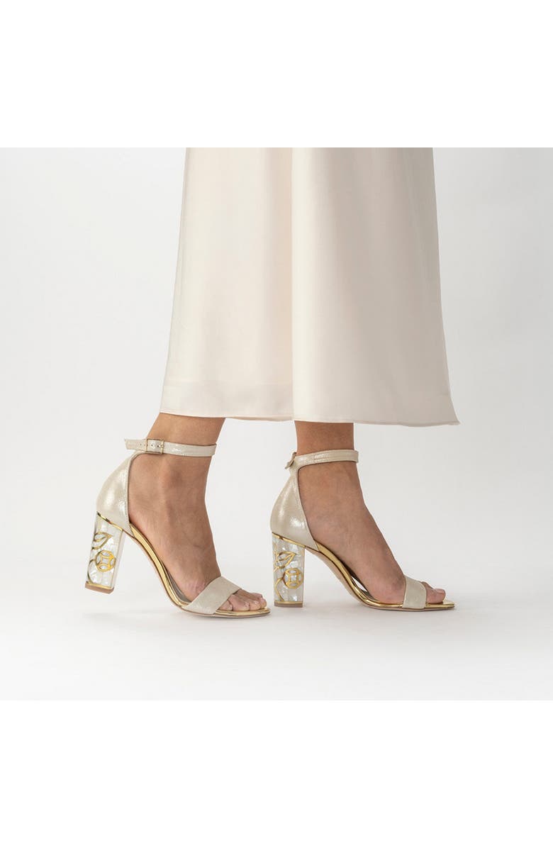 Freya Rose Rozu Ankle Strap Pearl Heel Sandal, Alternate, color, Champagne