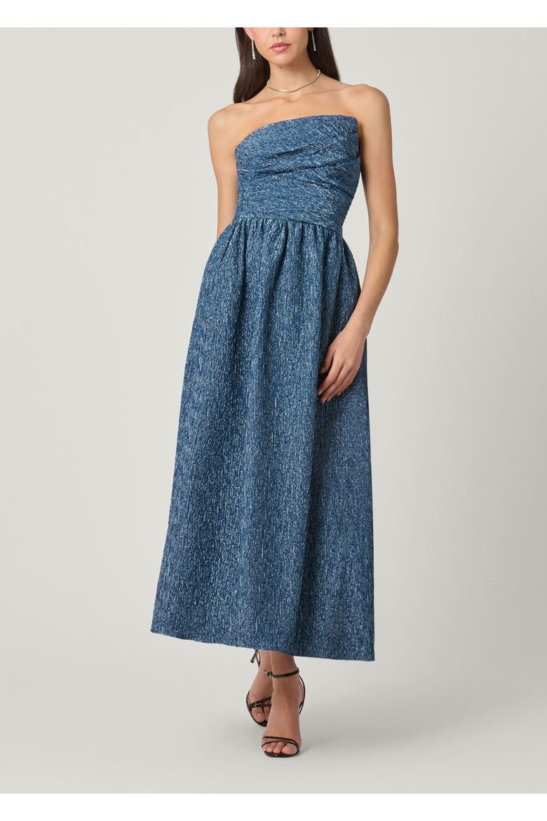 Midnight Sanders Sapphire Jacquard Dress, Main, color, Sapphire