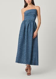 Shoshanna Midnight Sanders Sapphire Jacquard Dress