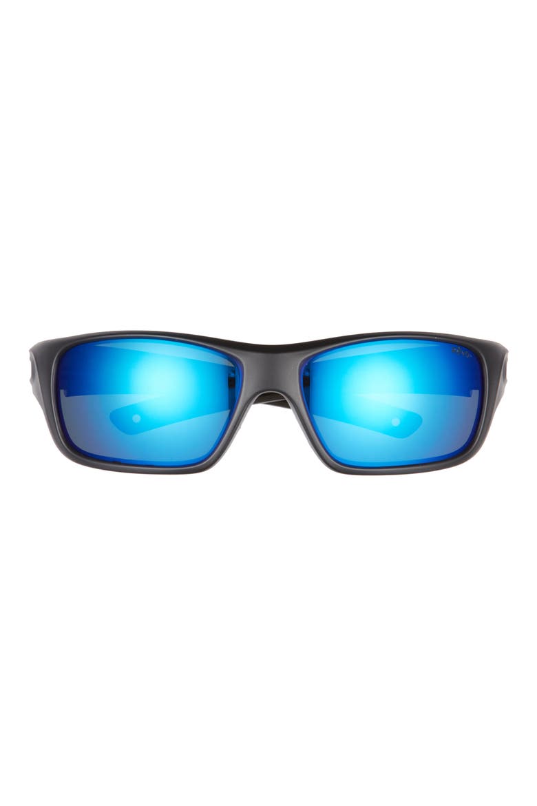 Jasper 61mm Rectangular Polarized Sunglasses, Main, color, MATTE BLACK/ H2O BLUE