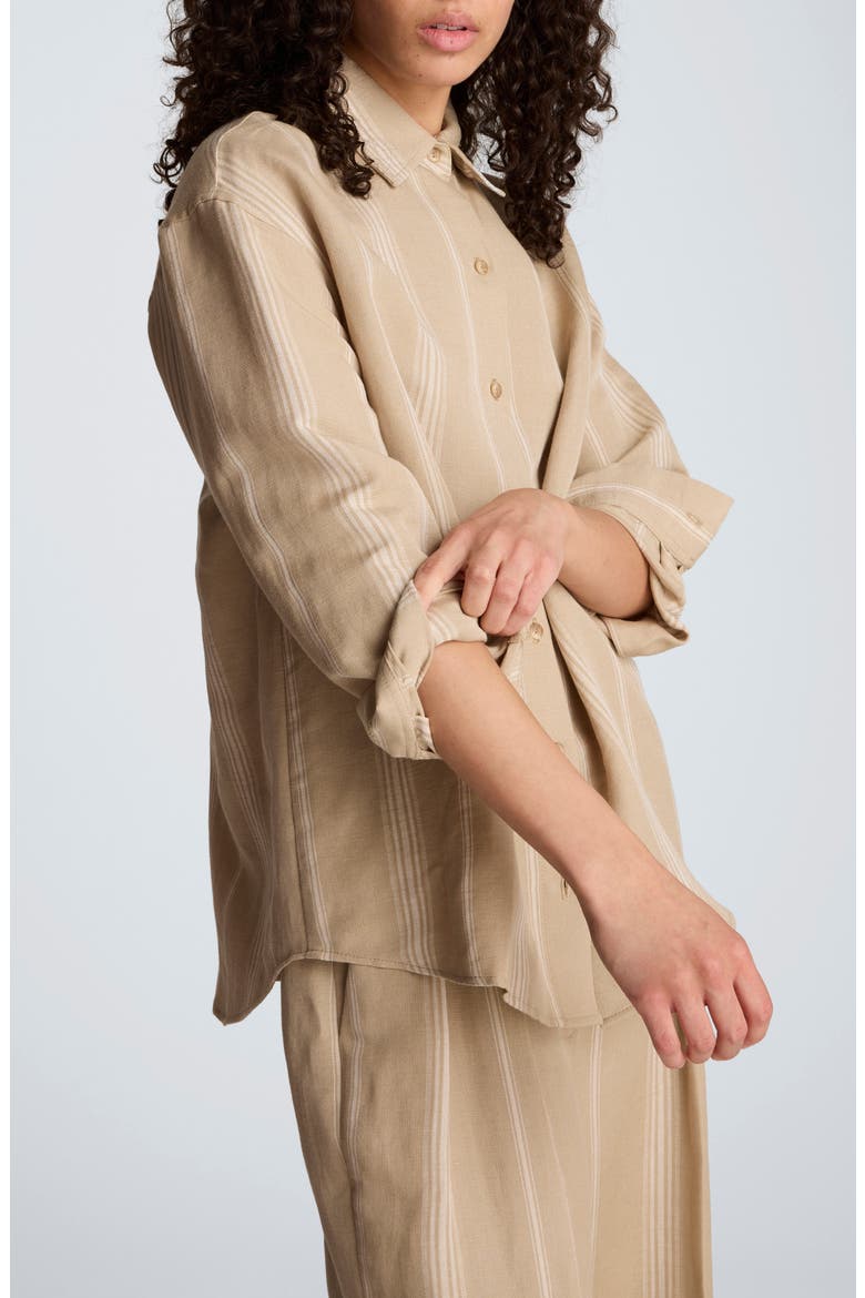 Stripe Button-Up Boyfriend Shirt, Alternate, color, TLESSTAUP/ WHT